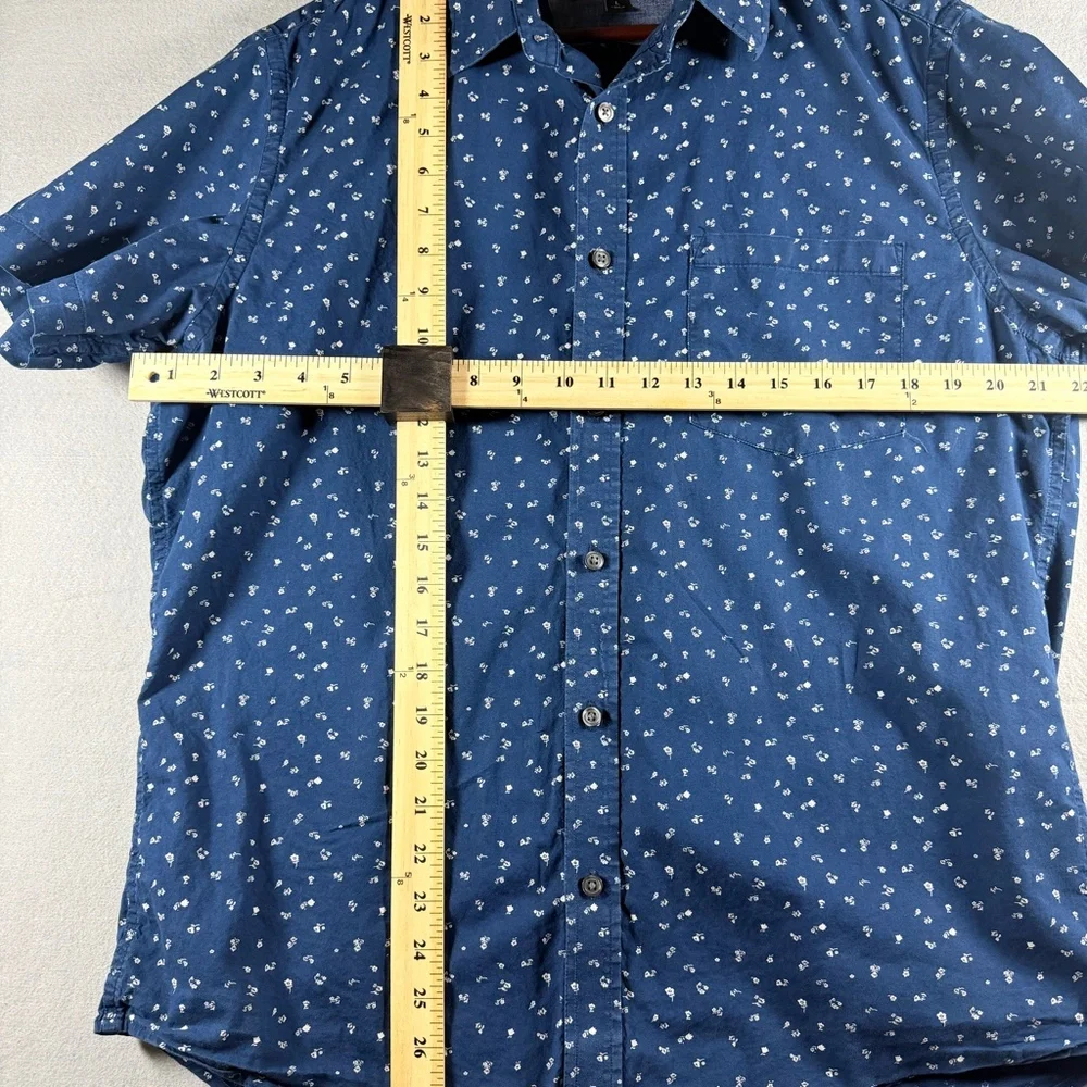 BANANA REPUBLIC MENS L SOFT WASH STANDARD FIT FLORAL SHORT SLEEVE SHIRT BLUE